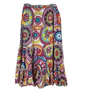 Bohemian Broom Skirt, Layersof Colors, Silk Embroidery, Cottagecore, Artsy SZ M